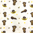 [S1803L-1103] [S1803L] Jersey Drukowane Małpy z Bananami Snoozy Fabrics (Mleczna Biel)