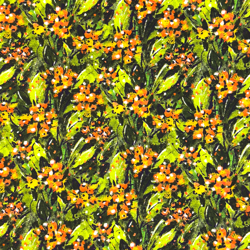 [S1764R] Jersey Digitaltryckt Målade Blommor