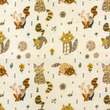 [S1999R-1130] [S1999R] Jersey Bedrukt Katten Met Kleine Bloemen (Zand)